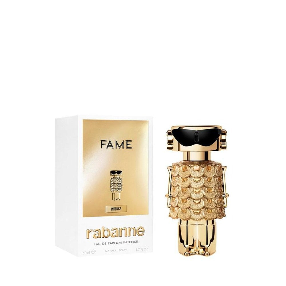 Paco Rabanne Fame Intense Eau de Parfum donna 50ml flacone dorato