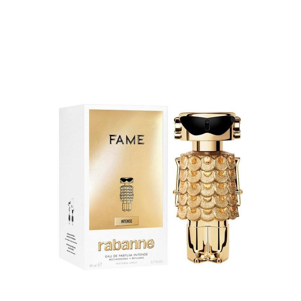 Paco Rabanne Fame Intense Eau de Parfum donna 80ml ricaricabile flacone dorato
