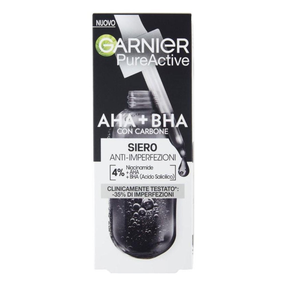 Garnier Pure Active Siero Imperfezioni AHA+BHA Carbone 30 Ml
