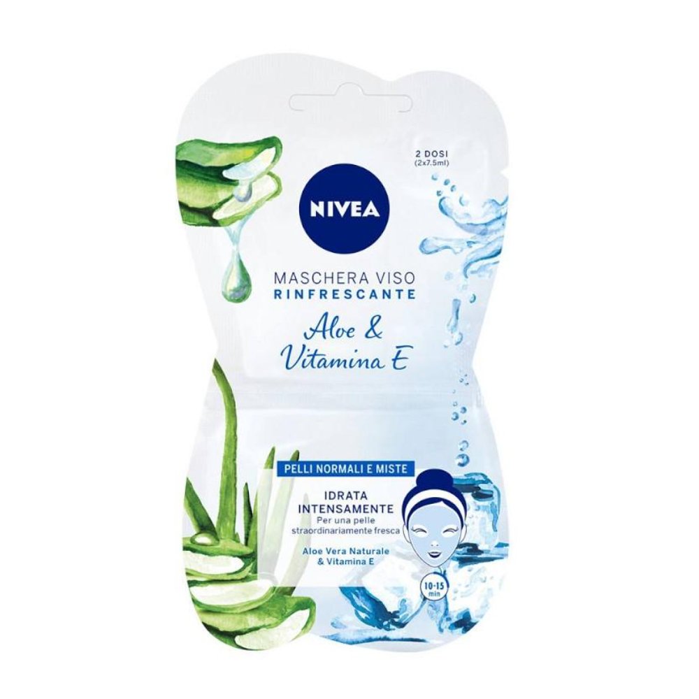 Nivea Maschera Viso Rinfrescante Pelli Normali e Miste 2 Dosi
