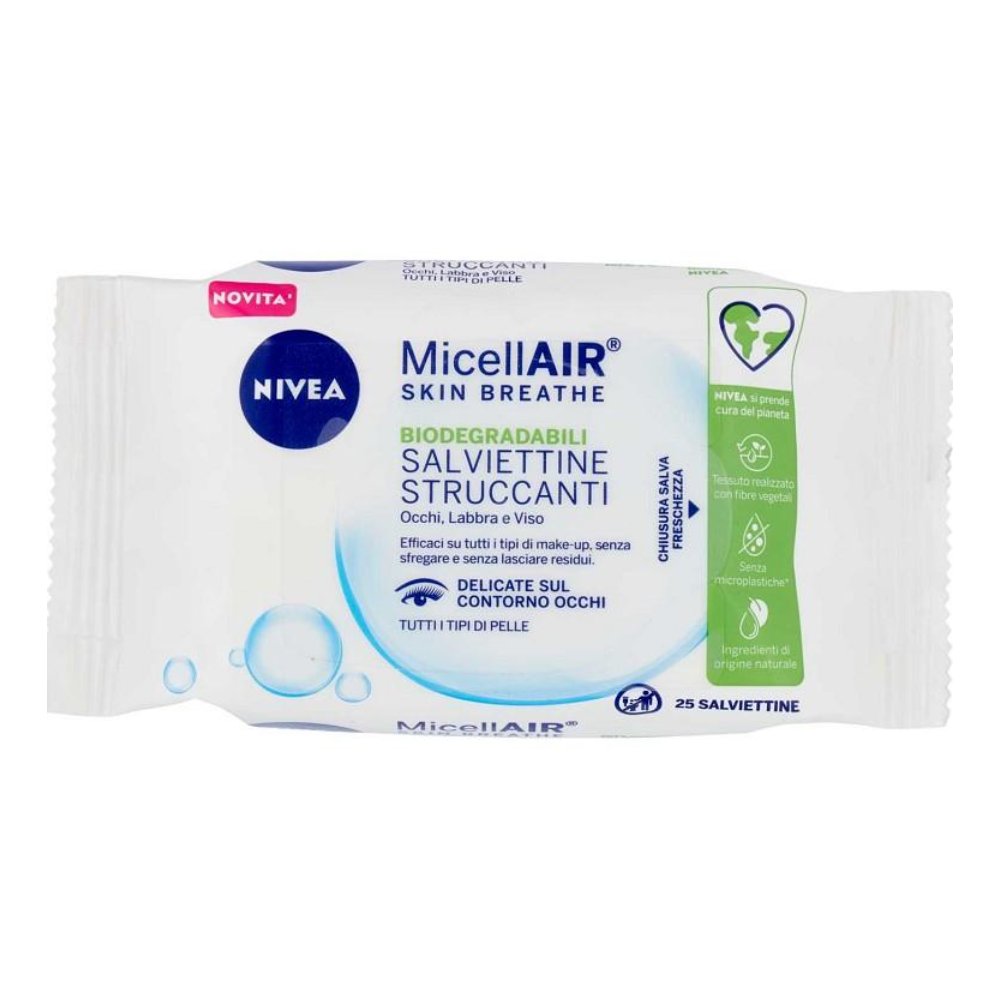 Nivea Salviettine Struccanti MicellAir Viso Occhi e Labbra 25 Pz