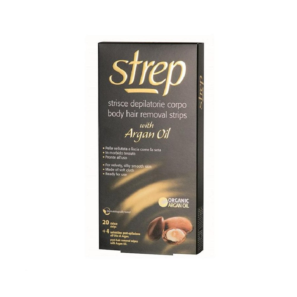 Strep Strisce Depilatorie Corpo con Olio Argan 20 Strisce + 4 Post-Epil.