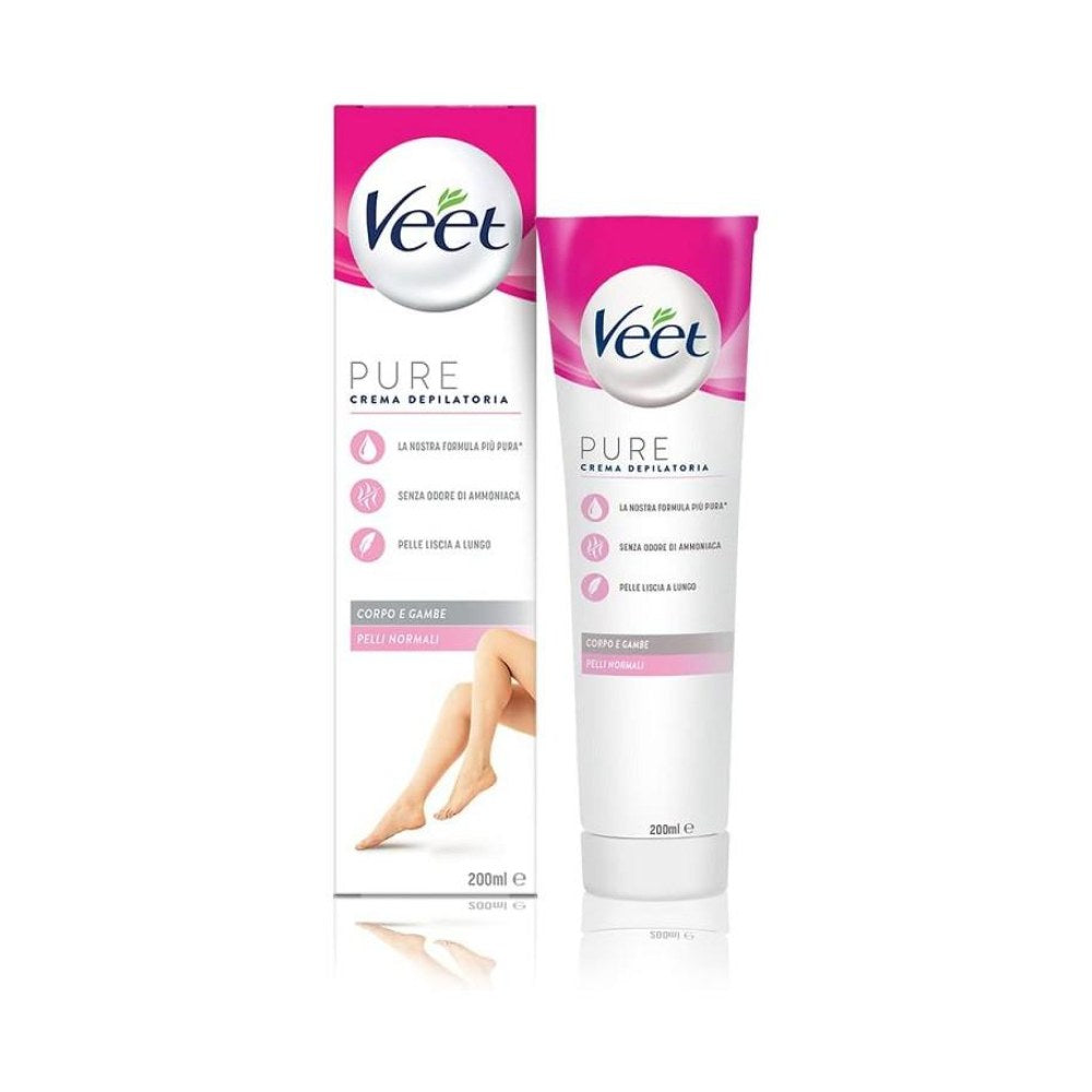 Veet Pure Crema Depilatoria Corpo e Gambe Pelli Normali 200 ml