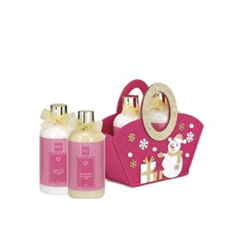 Emanuela Biffoli Coffret Bagnocrema + Latte Idratante In Borsetta Rosa Con Pupazzo Di Neve