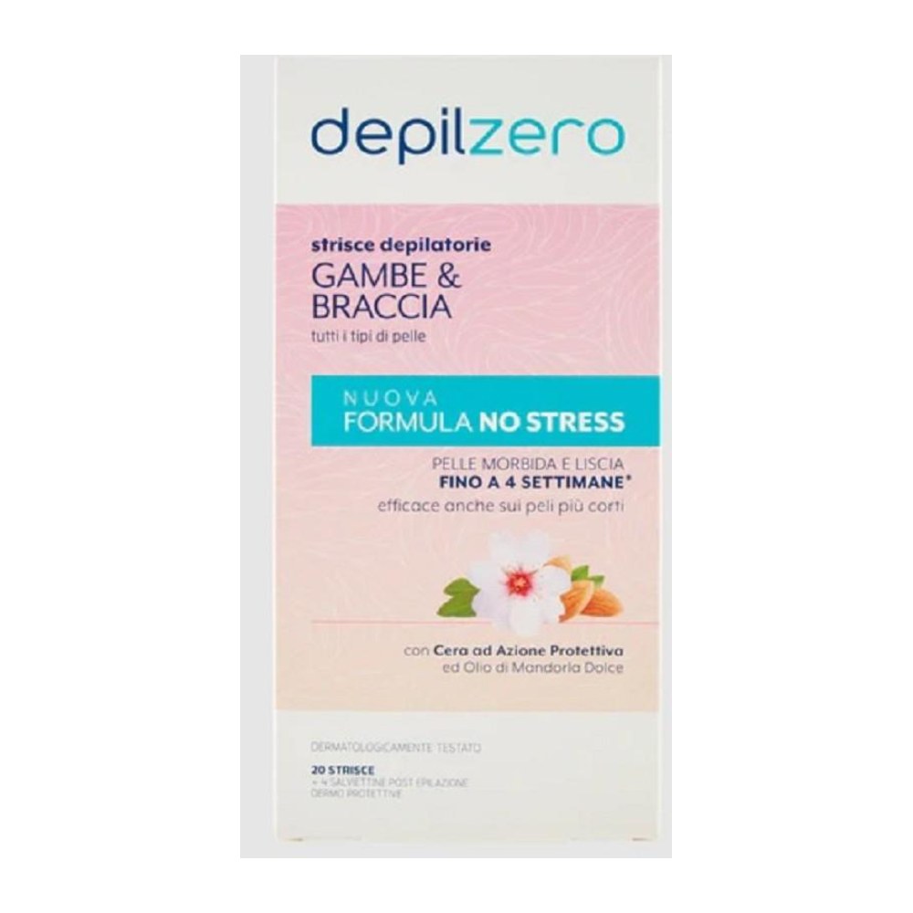 Depilzero Strisce Depilatorie Gambe e Braccia con Olio di Mandorle 20 Pz