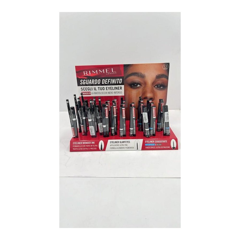 Rimmel Expo Eyeliner Glam Eyliner Exaggerate da 30pz +matita Omaggio