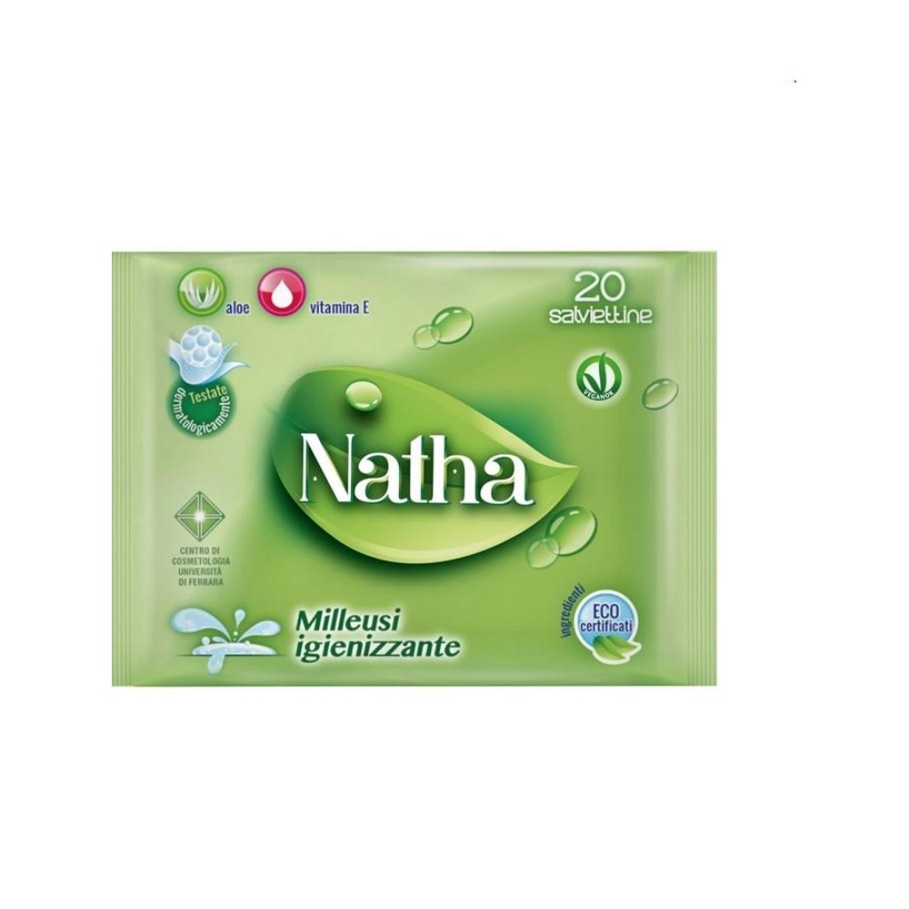 Natha Bio Igienizzante Alcolico Antibatterico Salviette Milleusi 20 Pz