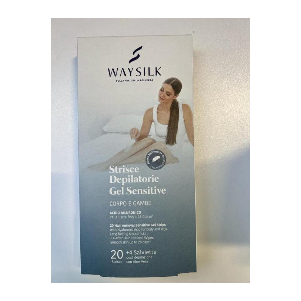 Waysilk Strisce Depilatorie Sensitive Corpo e Gambe 20 Strisce + 4 Salviette