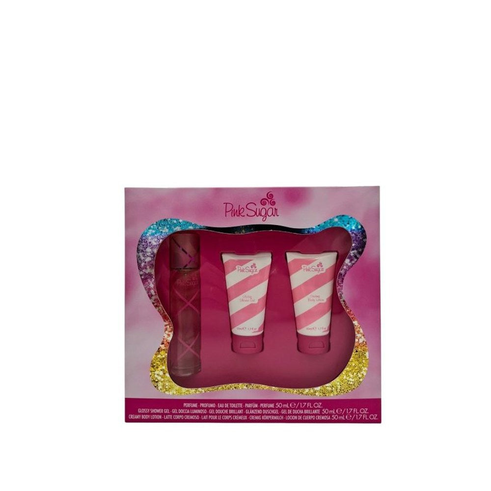 Aquolina Coffret Pink Sugar Edt 50Ml + Body Lotion 50Ml + Shower Gel 50Ml New