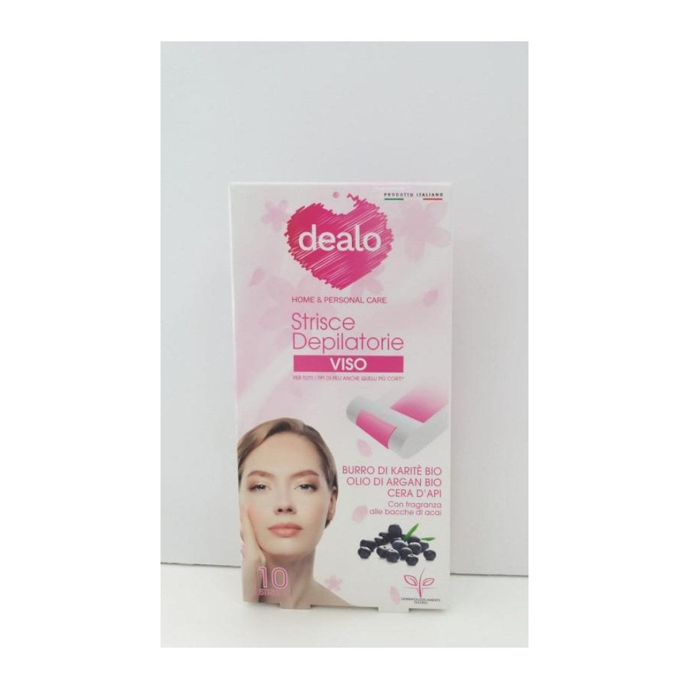 Dealo Strisce Depilatorie Viso Bacche di Acai 10 Pz