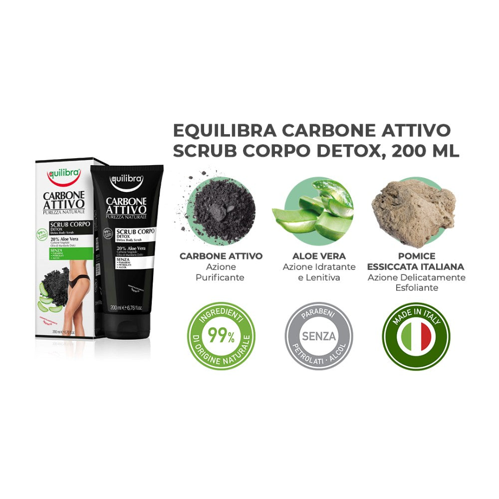 Equilibra Scrub Corpo Detox Carbone Attivo 200 ml