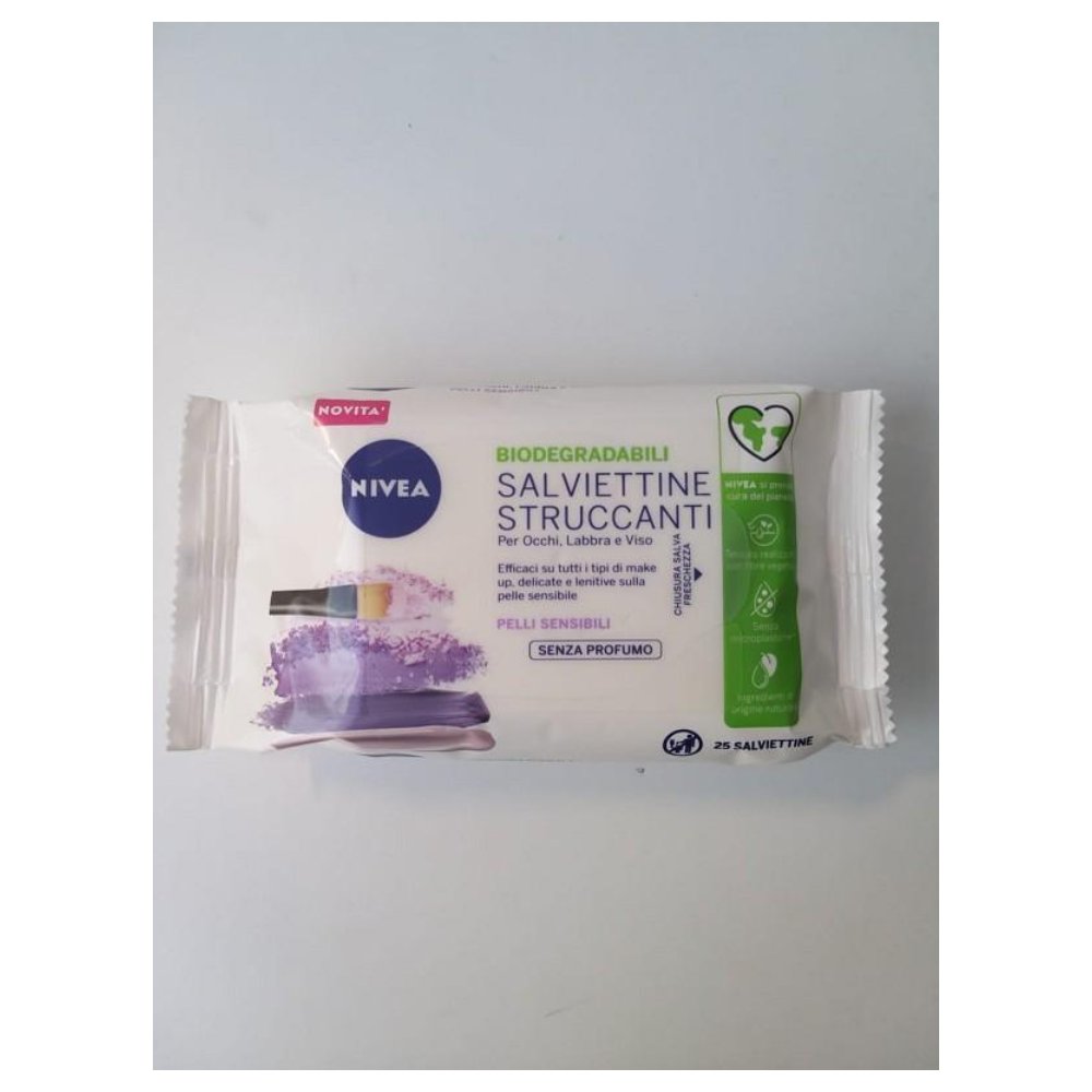 Nivea Salviettine Struccanti Pelli Sensibili Viso Occhi e Labbra 25 Pz