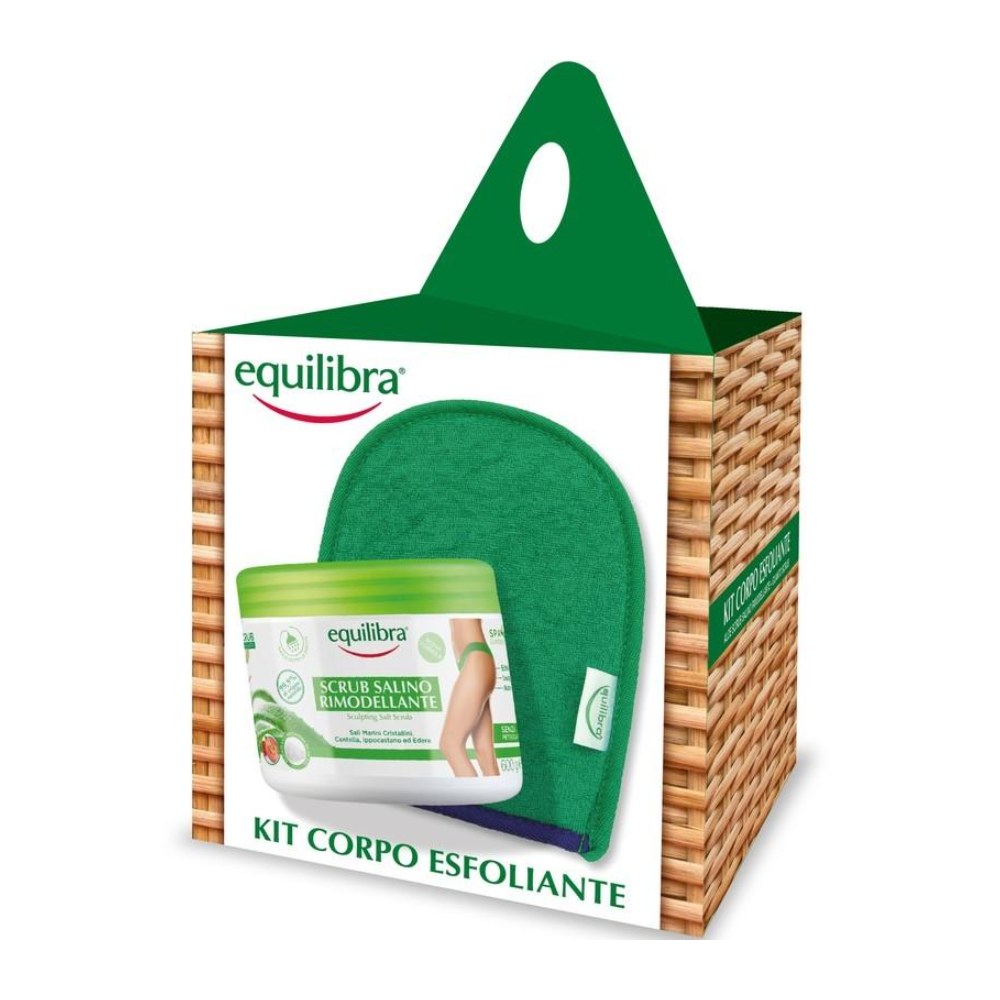 Equilibra Kit Corpo Esfoliante Scrub Salino 600Gr + Guanto