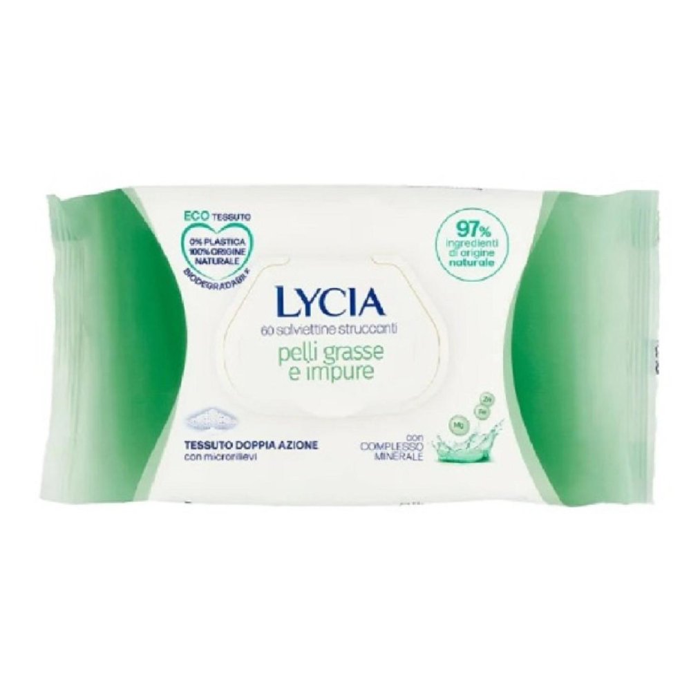 Lycia Salviettine Struccanti per Pelli Grasse e Impure 60 Pz