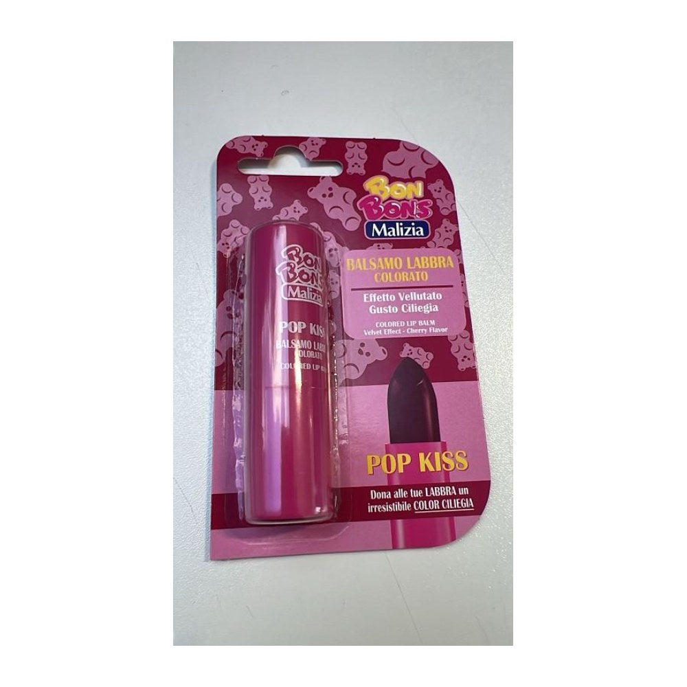 Malizia Bon Bons Balsamo Labbra Colorato Gusto Ciliegia Pop Kiss