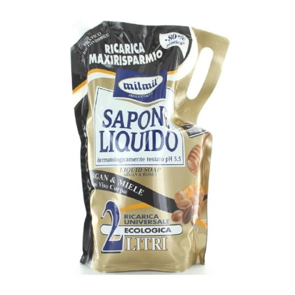 Milmil Sapone Liquido Maxi Ricarica Argan e Miele 2000 ml