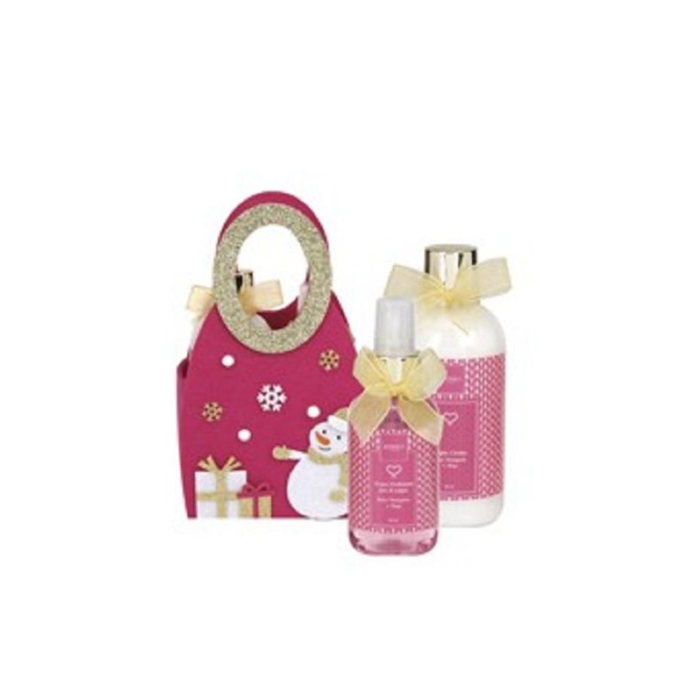 Emanuela Biffoli Coffret Antitraspirante + Shower Gel In Borsetta Rosa Con Pupazzo Di Neve