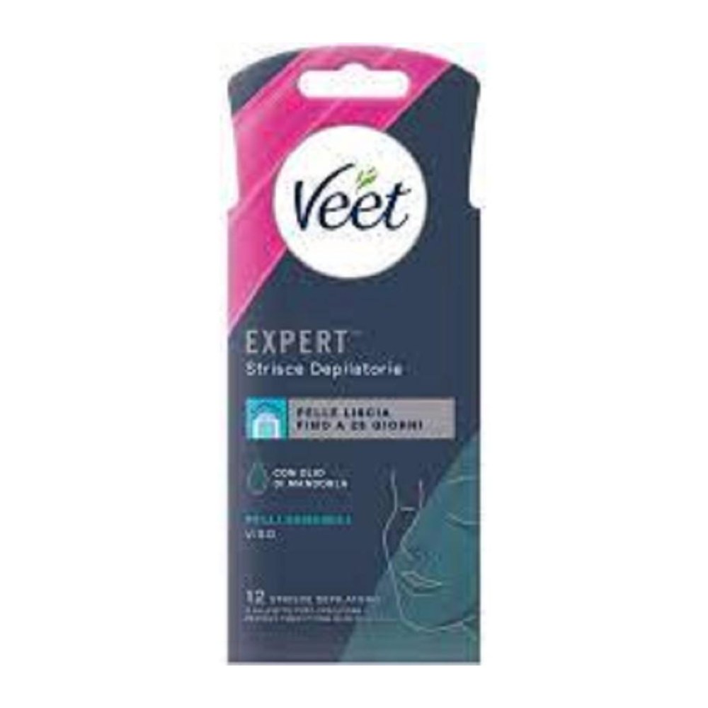Veet Expert Strisce Depilatorie Viso con Olio di Mandorla 12 Pz