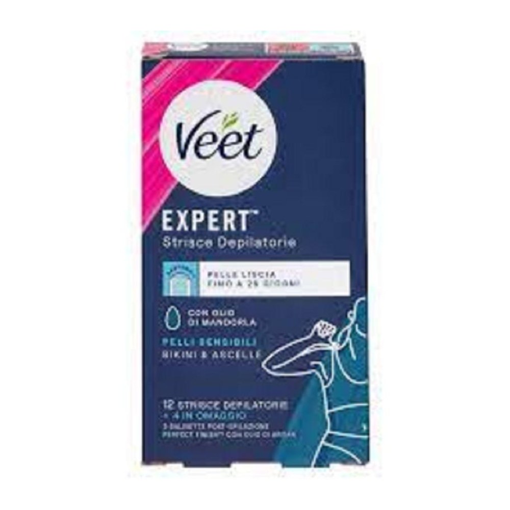 Veet Expert Strisce Depilatorie Bikini & Ascelle con Olio di Mandorla 16 Pz