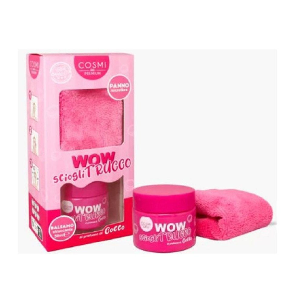 Cosmi Wow Scioglitrucco Coffret Balsamo Struccante 50G Cocco + Panno
