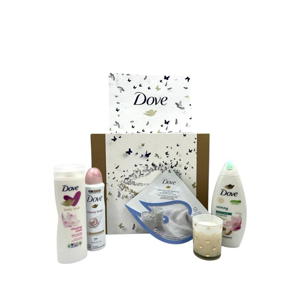 Dove Sensorial Coffret Deo 150Ml + Shower Gel + Maschera Viso + Body Lotion + Candela